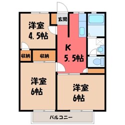 東武宇都宮駅 徒歩11分 2階の物件間取画像